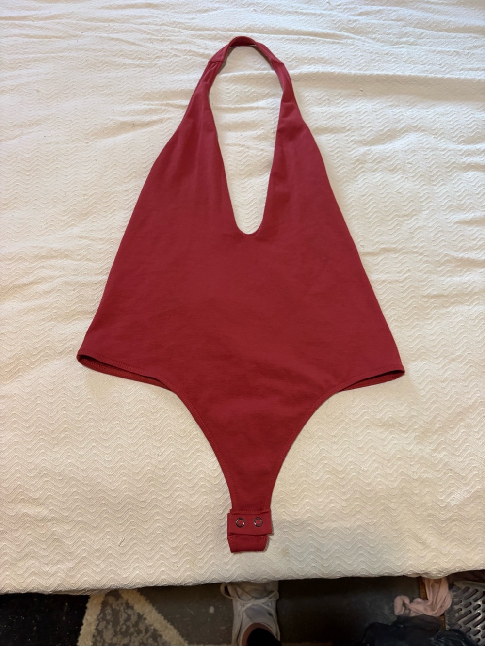 Express Halter One-Piece Bodysuit - Deep Red